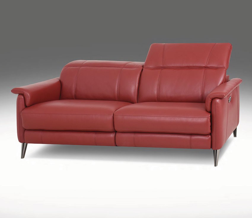 Htl Power Reclining Leather Sofa Red