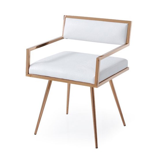 Modrest Rosario Modern White & Rosegold Dining Chair