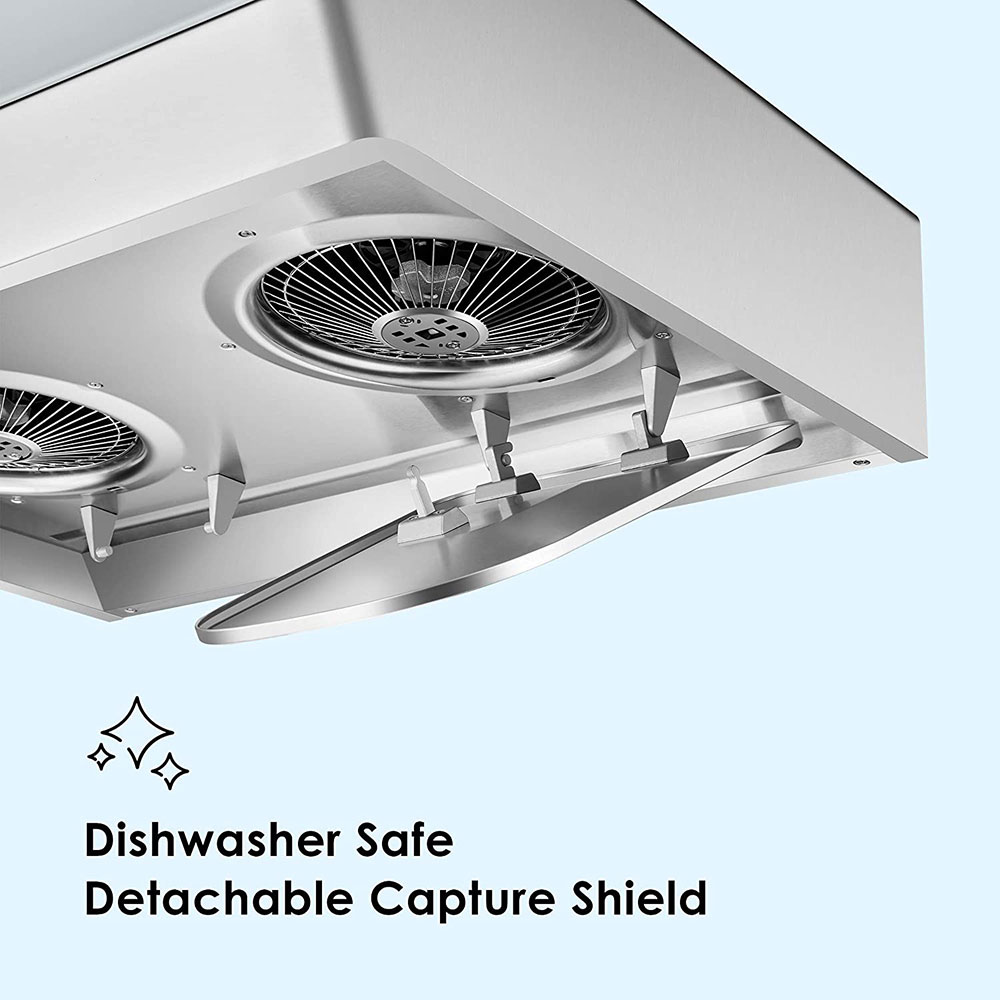 Removable Captur-Shield with built-in oil Collection Cup are dishwasher safe.