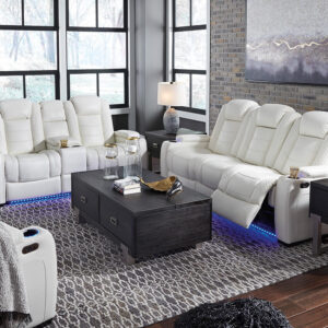 37004 Ashley Party Time Power Reclining Sofa and Loveseat Set White