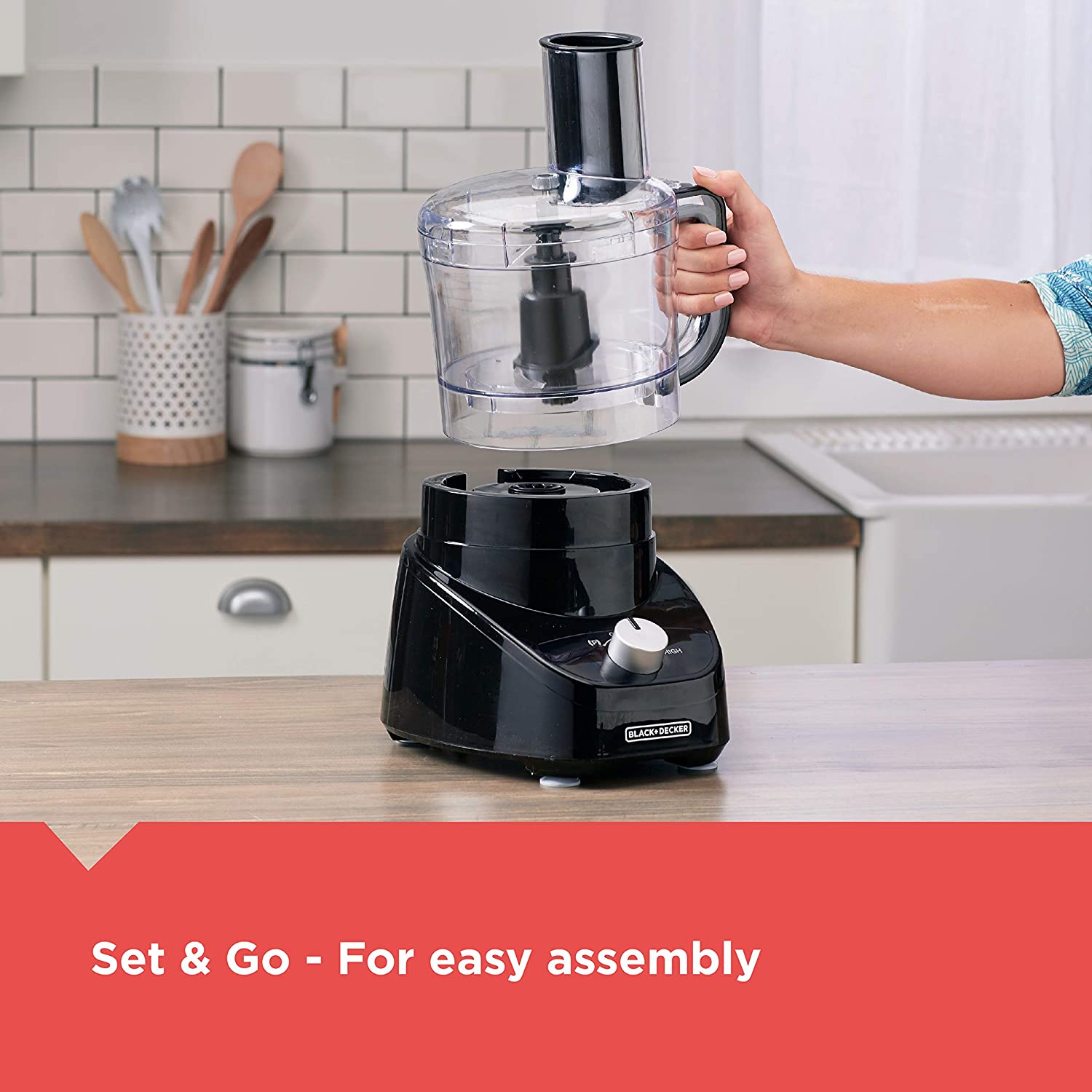 BLACK+DECKER 3-in-1 Easy Assembly 8-Cup Food Processor Black