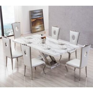 American Eagle DT-H030 CK-M352-W Faux Marble Top Dining Set
