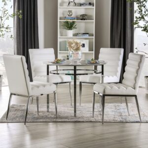 Furniture of America SERENA FOA3797RT 5-PC Faux Marble Dining Table Set