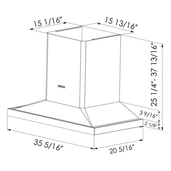 Fotile EMS9026 1000CFM Stainless Steel 36'' Wall-Mount Range Hood