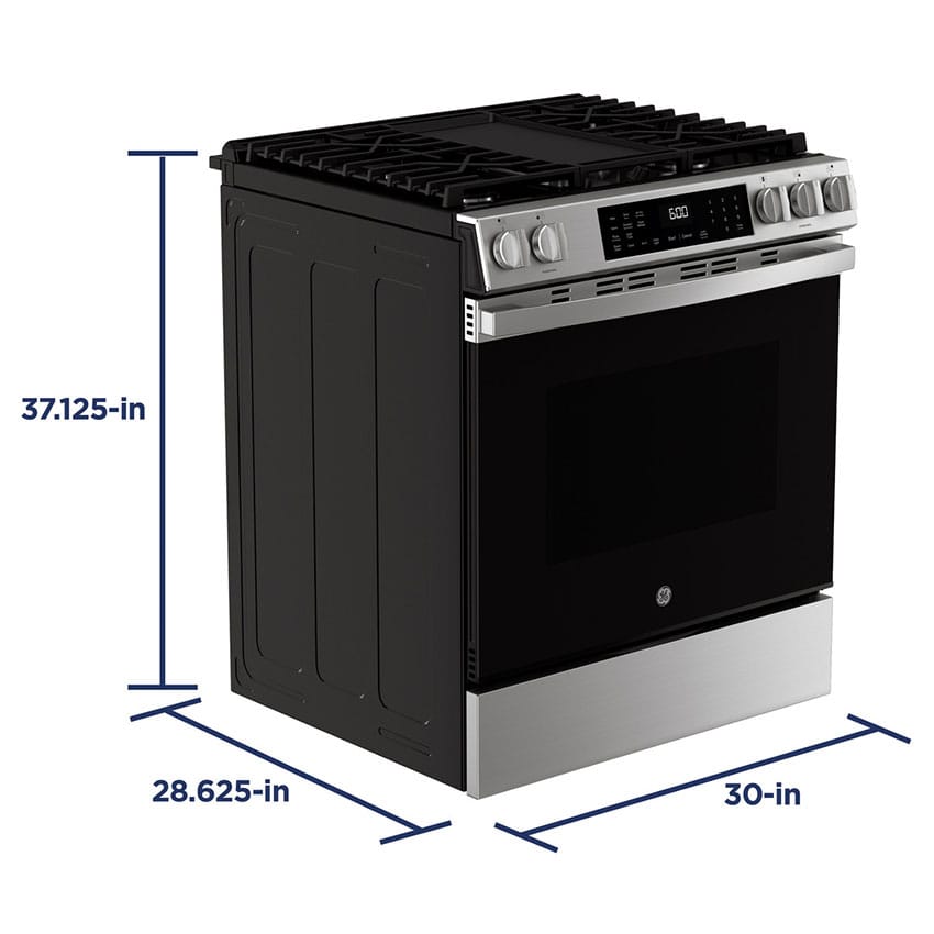 GE GGS600AVFS 30" Slide-In Front-Control Convection Gas Range with No Preheat Air Fry and EasyWash™ Oven Tray